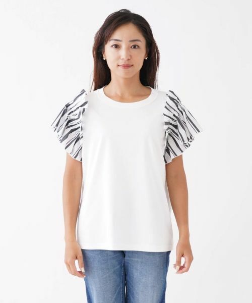 NEMIKA / ネミカ カットソー | ストライプフリルスリーブ切替カットソー | 詳細4