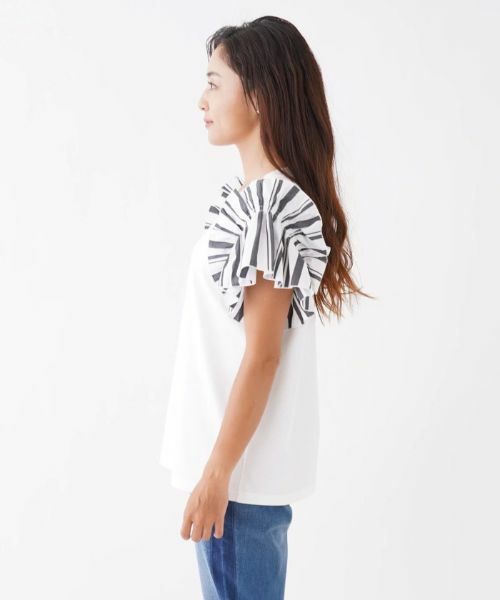 NEMIKA / ネミカ カットソー | ストライプフリルスリーブ切替カットソー | 詳細5