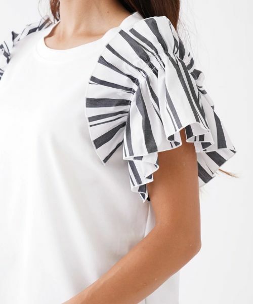 NEMIKA / ネミカ カットソー | ストライプフリルスリーブ切替カットソー | 詳細8
