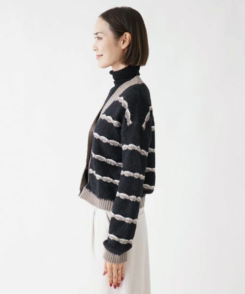 NEMIKA / ネミカ カーディガン・ボレロ | ボーダーVネックニットカーディガン【Kangra】 | 詳細5