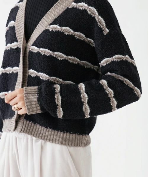 NEMIKA / ネミカ カーディガン・ボレロ | ボーダーVネックニットカーディガン【Kangra】 | 詳細9