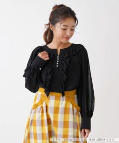 NEMIKA / ネミカ シャツ・ブラウス | ドット風フリルキーネックブラウス【NEMIKA】