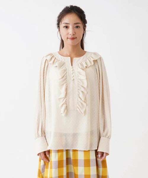 NEMIKA / ネミカ シャツ・ブラウス | ドット風フリルキーネックブラウス【NEMIKA】 | 詳細7