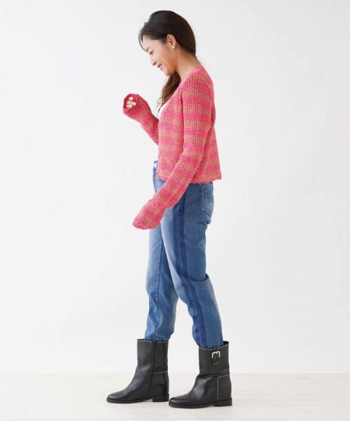 NEMIKA / ネミカ カーディガン・ボレロ | カギ針編みVネックボーダーカーディガン【RAG&BONE】 | 詳細2