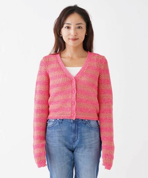 NEMIKA / ネミカ カーディガン・ボレロ | カギ針編みVネックボーダーカーディガン【RAG&BONE】 | 詳細4