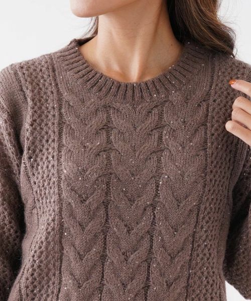 NEMIKA / ネミカ ニット・セーター | スパンコールケーブルメッシュニット | 詳細10