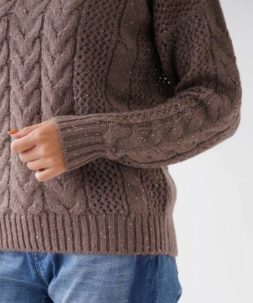 NEMIKA / ネミカ ニット・セーター | スパンコールケーブルメッシュニット | 詳細12