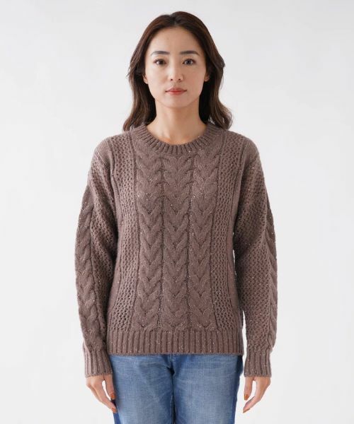 NEMIKA / ネミカ ニット・セーター | スパンコールケーブルメッシュニット | 詳細7