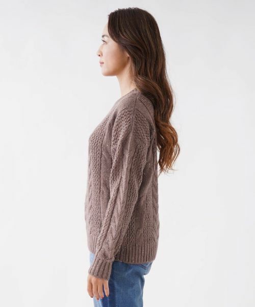 NEMIKA / ネミカ ニット・セーター | スパンコールケーブルメッシュニット | 詳細8