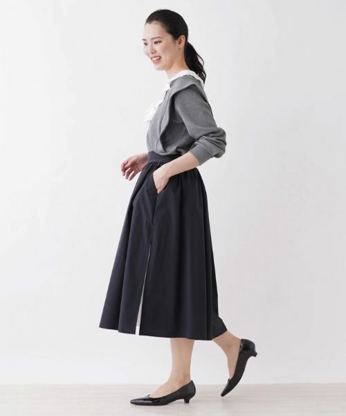 NEMIKA / ネミカ ミニ・ひざ丈スカート | 異素材切替スリットフレアスカート【NEMIKA】 | 詳細2