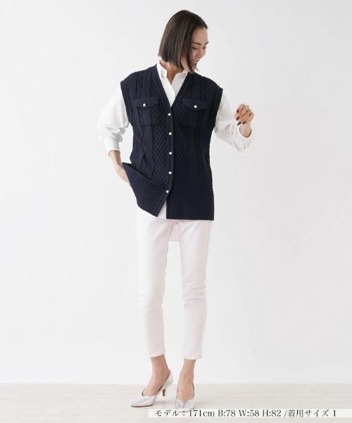 NEMIKA / ネミカ テーラードジャケット | ケーブル柄ニットベスト【NEMIKA】 | 詳細1