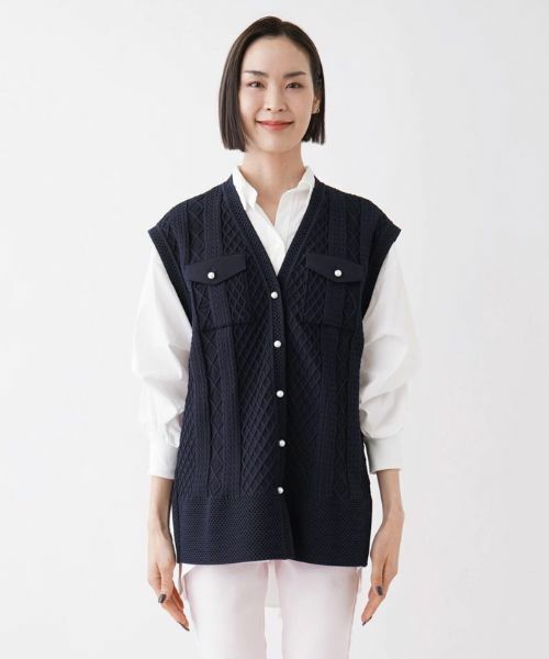 NEMIKA / ネミカ テーラードジャケット | ケーブル柄ニットベスト【NEMIKA】 | 詳細4