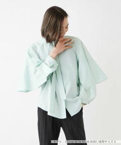 【未使用タグ付き】siiwa　ラミーカシュクールブラウス　グリーン　長袖　薄手 未使用タグ付き】siiwa ラミーカシュクールブラウス グリーン