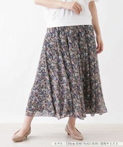 NEMIKA / ネミカ ミニ・ひざ丈スカート | リーフ柄フレアスカート【NEMIKA】