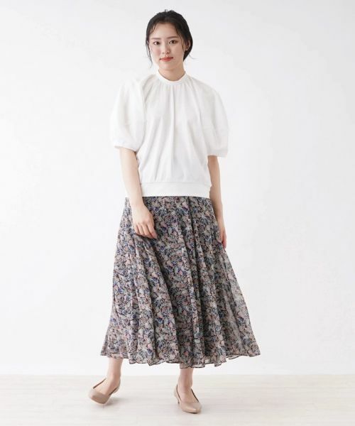 NEMIKA / ネミカ ミニ・ひざ丈スカート | リーフ柄フレアスカート【NEMIKA】 | 詳細10