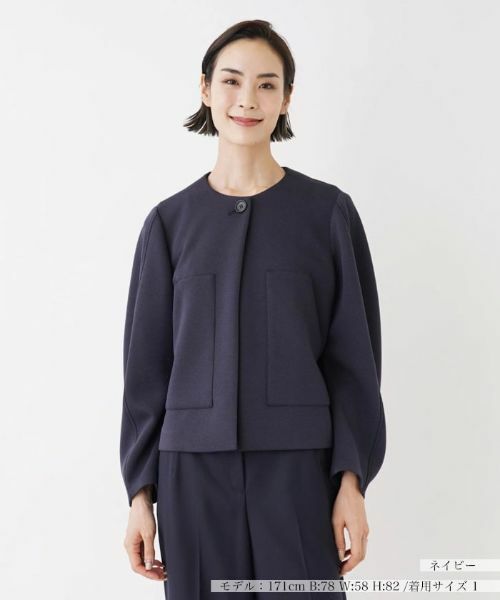 NEMIKA/ネミカ ボックスノーカラージャケット ネイビー 7(S) NEMIKA/ネミカ ボックスノーカラージャケット ネイビー 7(S)
