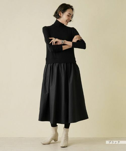 NEMIKA / ネミカ ドレス | 異素材切替ワンピース【PUPULA】 | 詳細12