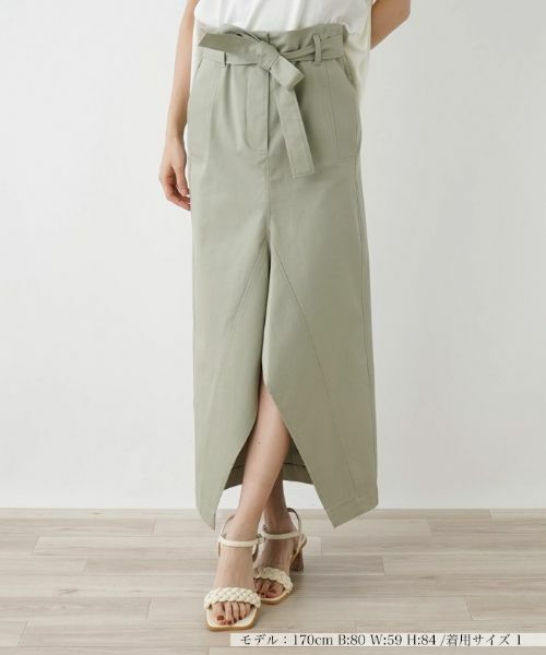 NEMIKA / ネミカ ミニ・ひざ丈スカート | フロントヘムスカート【TELA】（グリーン）