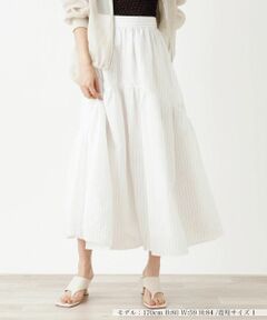 NEMIKA / ネミカ ミニ・ひざ丈スカート | ストライプ柄ティアードロングスカート【PASSIONE】