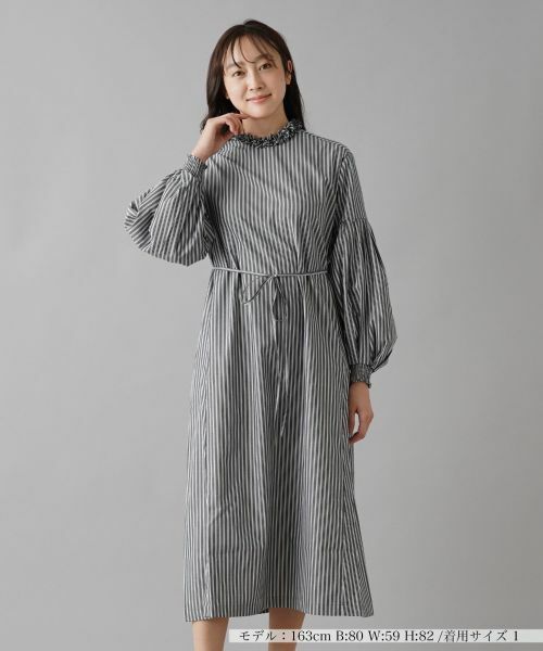 NEMIKA / ネミカ ドレス | ボリュームスリーブワンピース【MARILYN MOON】（チャコールグレー）