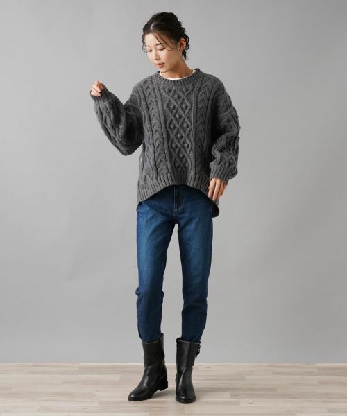 NEMIKA / ネミカ ニット・セーター | バック切替アラン編みニット【torrazzo donna】 | 詳細5