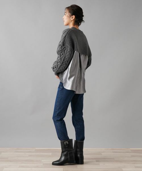 NEMIKA / ネミカ ニット・セーター | バック切替アラン編みニット【torrazzo donna】 | 詳細6