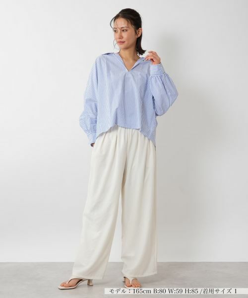 NEMIKA / ネミカ シャツ・ブラウス | ストライプワイドカラーシャツ【TICCA】 | 詳細1