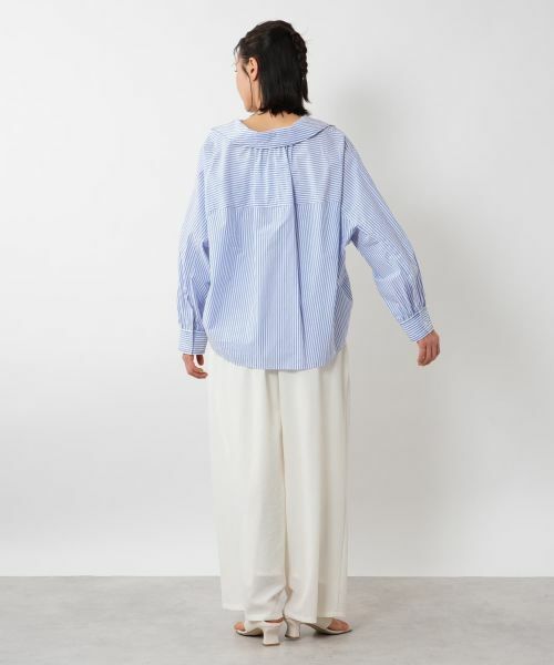 【美品】TICCA ストライプシャツ セール】 ストライプワイドカラーシャツ【TICCA】 （シャツ