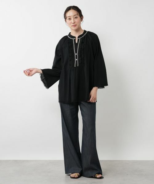 NEMIKA / ネミカ シャツ・ブラウス | キーネックコットンブラウス【DEVOTION TWINS】 | 詳細1