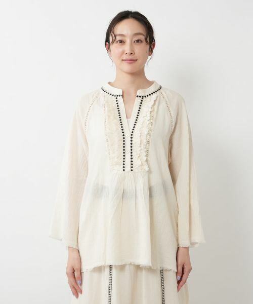 NEMIKA / ネミカ シャツ・ブラウス | キーネックコットンブラウス【DEVOTION TWINS】 | 詳細7