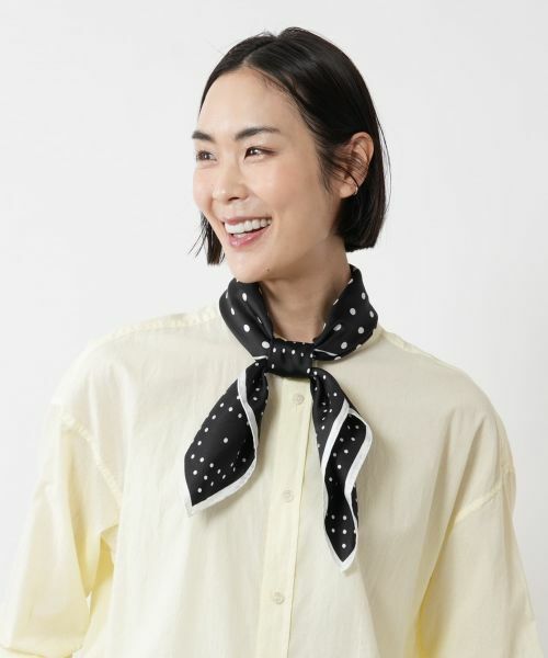 NEMIKA / ネミカ バンダナ・スカーフ | ドットプリントシルクスカーフ【manipuri】（ブラック）