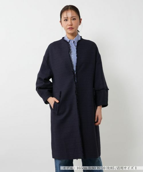 NEMIKA/ネミカ ノーカラーコート【NEMIKA】 ネイビー 9(M)