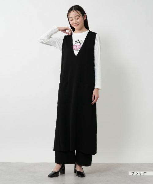 NEMIKA / ネミカ ロング・マキシ丈ワンピース | Vネックジャンパースカート【PUPULA】 | 詳細13