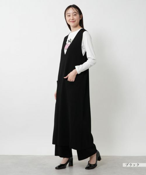 NEMIKA / ネミカ ロング・マキシ丈ワンピース | Vネックジャンパースカート【PUPULA】 | 詳細14