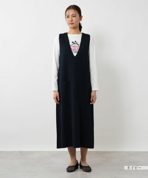 NEMIKA / ネミカ ロング・マキシ丈ワンピース | Vネックジャンパースカート【PUPULA】 | 詳細4