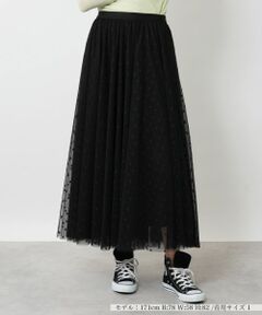 NEMIKA / ネミカ ミニ・ひざ丈スカート | ドットチュールフレアスカート【NEMIKA】