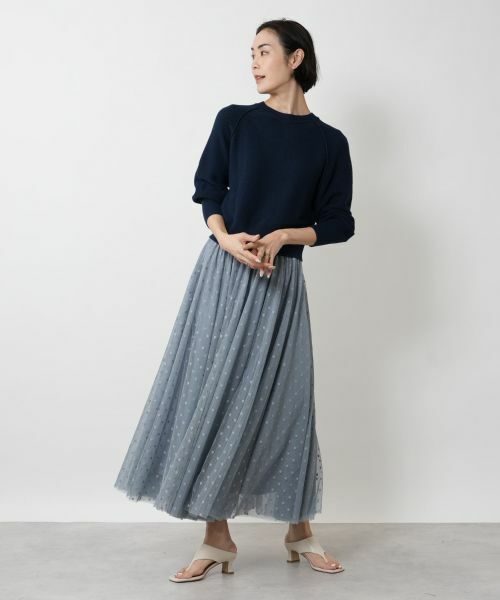 NEMIKA / ネミカ ミニ・ひざ丈スカート | ドットチュールフレアスカート【NEMIKA】 | 詳細1