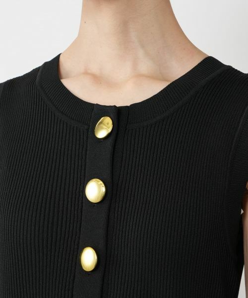 NEMIKA / ネミカ ドレス | ゴールドボタンノースリーブワンピース【torrazzo donna】 | 詳細12