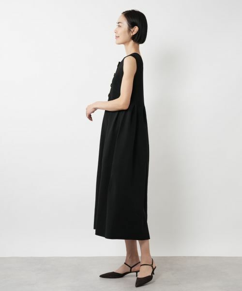 NEMIKA / ネミカ ドレス | ゴールドボタンノースリーブワンピース【torrazzo donna】 | 詳細6