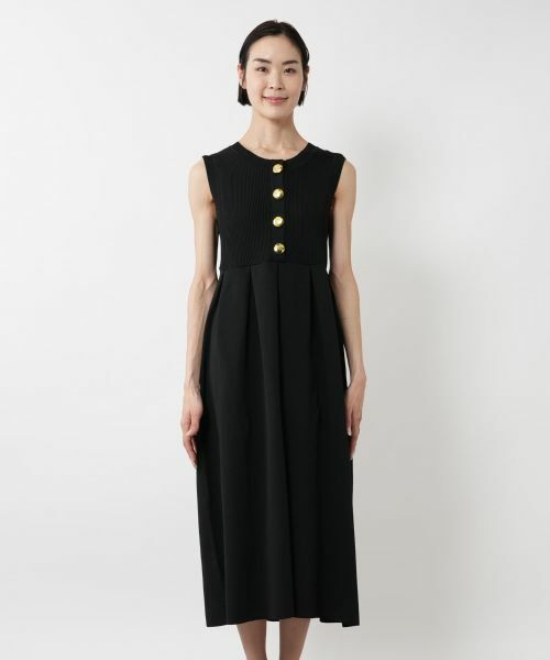 NEMIKA / ネミカ ドレス | ゴールドボタンノースリーブワンピース【torrazzo donna】 | 詳細9