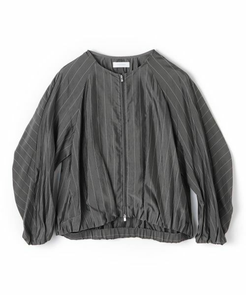 NEMIKA / ネミカ テーラードジャケット | ストライプノーカラージャケット【PASSIONE】（チャコールグレー）