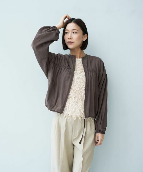 NEMIKA / ネミカ その他アウター | ギャザージップジャケット【NEMIKA】(ブラウン)