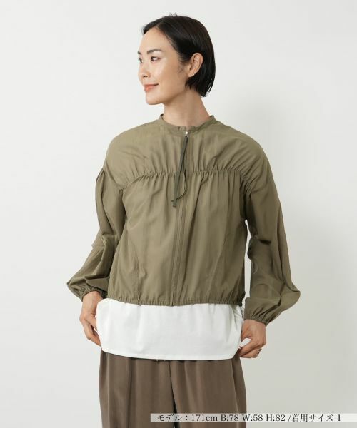 NEMIKA / ネミカ その他アウター | ギャザージップジャケット【NEMIKA】(カーキ)