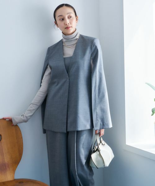 NEMIKA / ネミカ テーラードジャケット | ストライプケープジャケット【NEMIKA】 | 詳細25