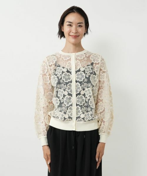 NEMIKA / ネミカ カーディガン・ボレロ | レース切替カーディガン【NEMIKA】 | 詳細1
