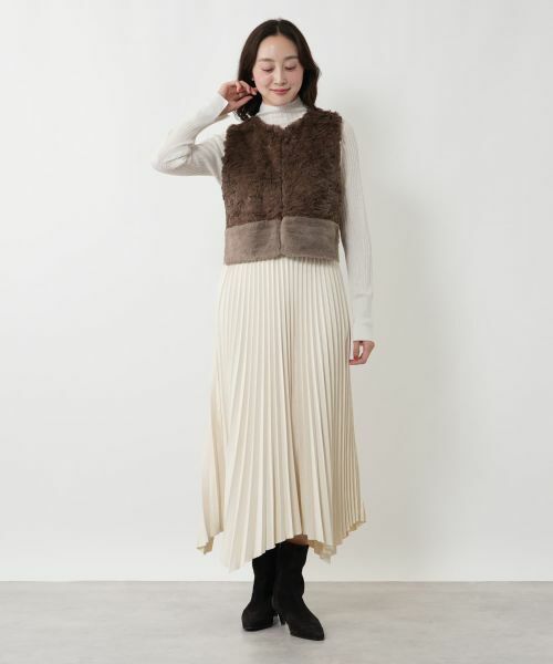 NEMIKA / ネミカ テーラードジャケット | ボア切替ショートベスト【NEMIKA】 | 詳細4