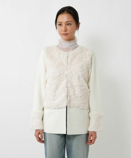NEMIKA / ネミカ カーディガン・ボレロ | ボア切替カーディガン【NEMIKA】 | 詳細10
