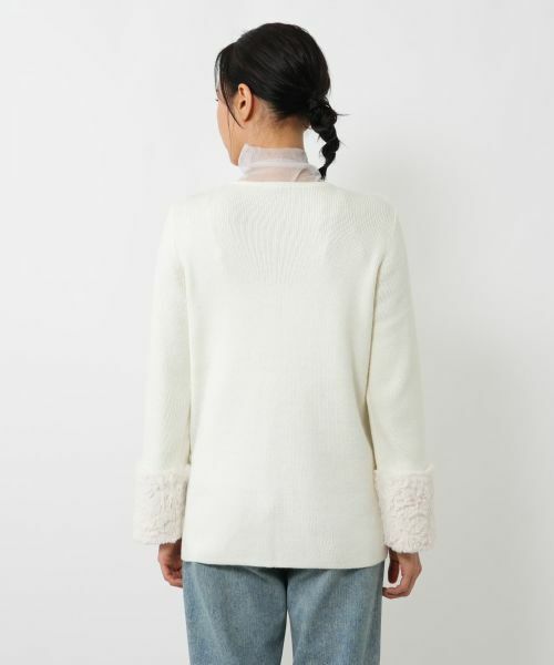 NEMIKA / ネミカ カーディガン・ボレロ | ボア切替カーディガン【NEMIKA】 | 詳細12