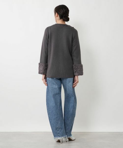 NEMIKA / ネミカ カーディガン・ボレロ | ボア切替カーディガン【NEMIKA】 | 詳細3