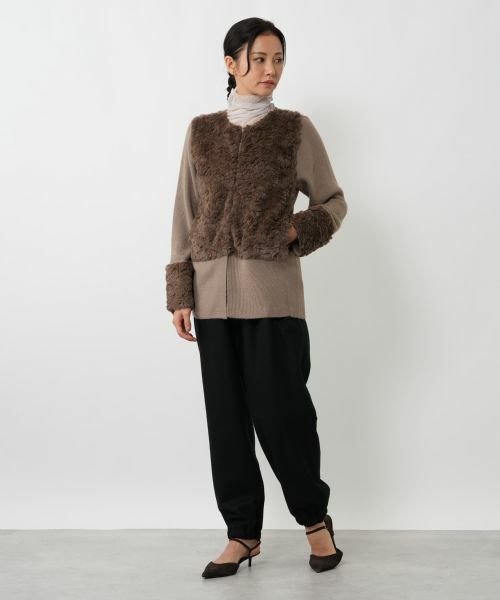 NEMIKA / ネミカ カーディガン・ボレロ | ボア切替カーディガン【NEMIKA】 | 詳細4